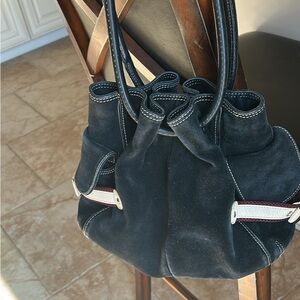 Cole Haan Black Suede Kelsey?  Bag fair used cond